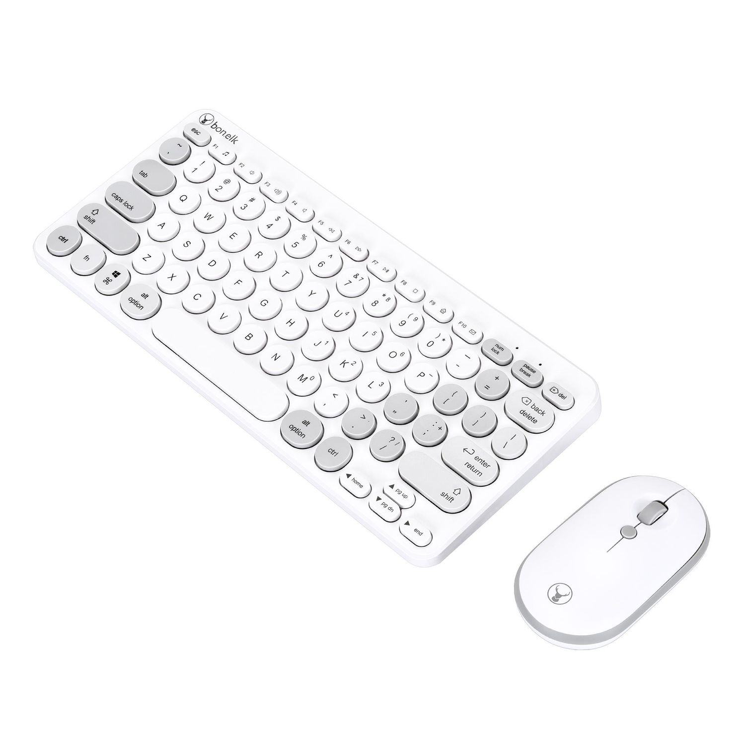 Bonelk KM-383 Wireless Compact Keyboard and Mouse Combo (White)
