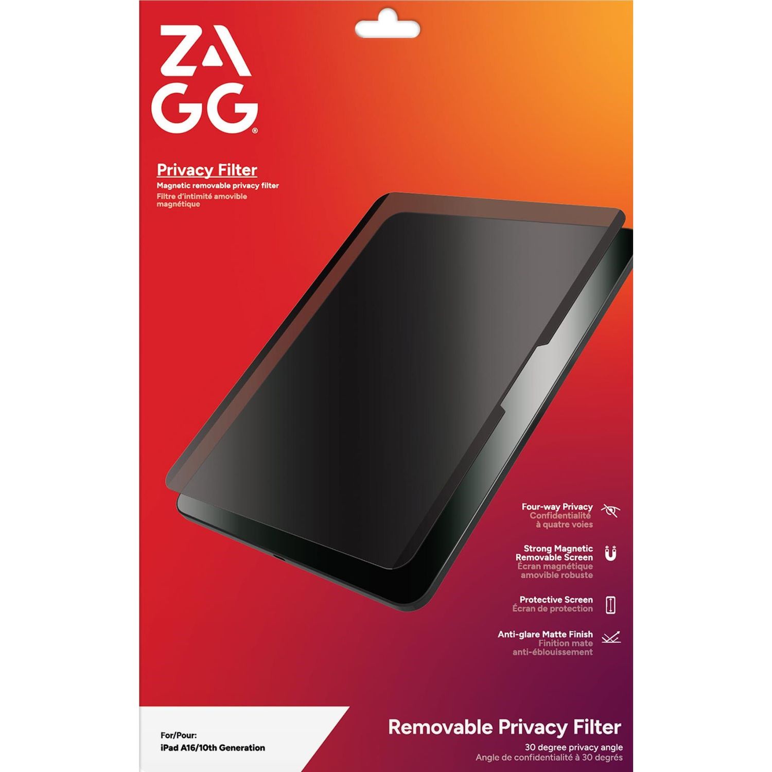 ZAGG Removable 4-Way Privacy Filter for Apple iPad A16 &amp; iPad 10th Gen 10.9'
