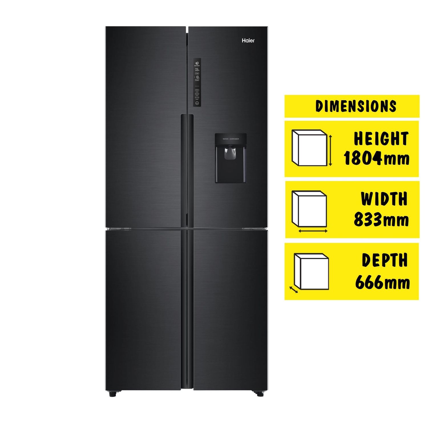 Haier HRF516YHC 463L French Door Fridge (Black)
