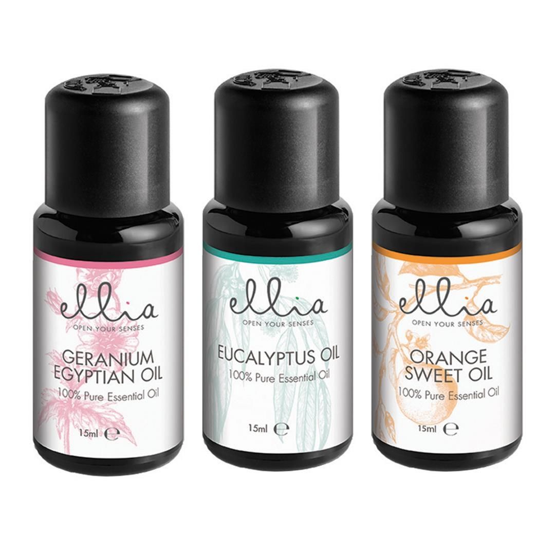 Homedics Ellia Oil 3 Pack (Eucalyptus. Orange. Geranium)