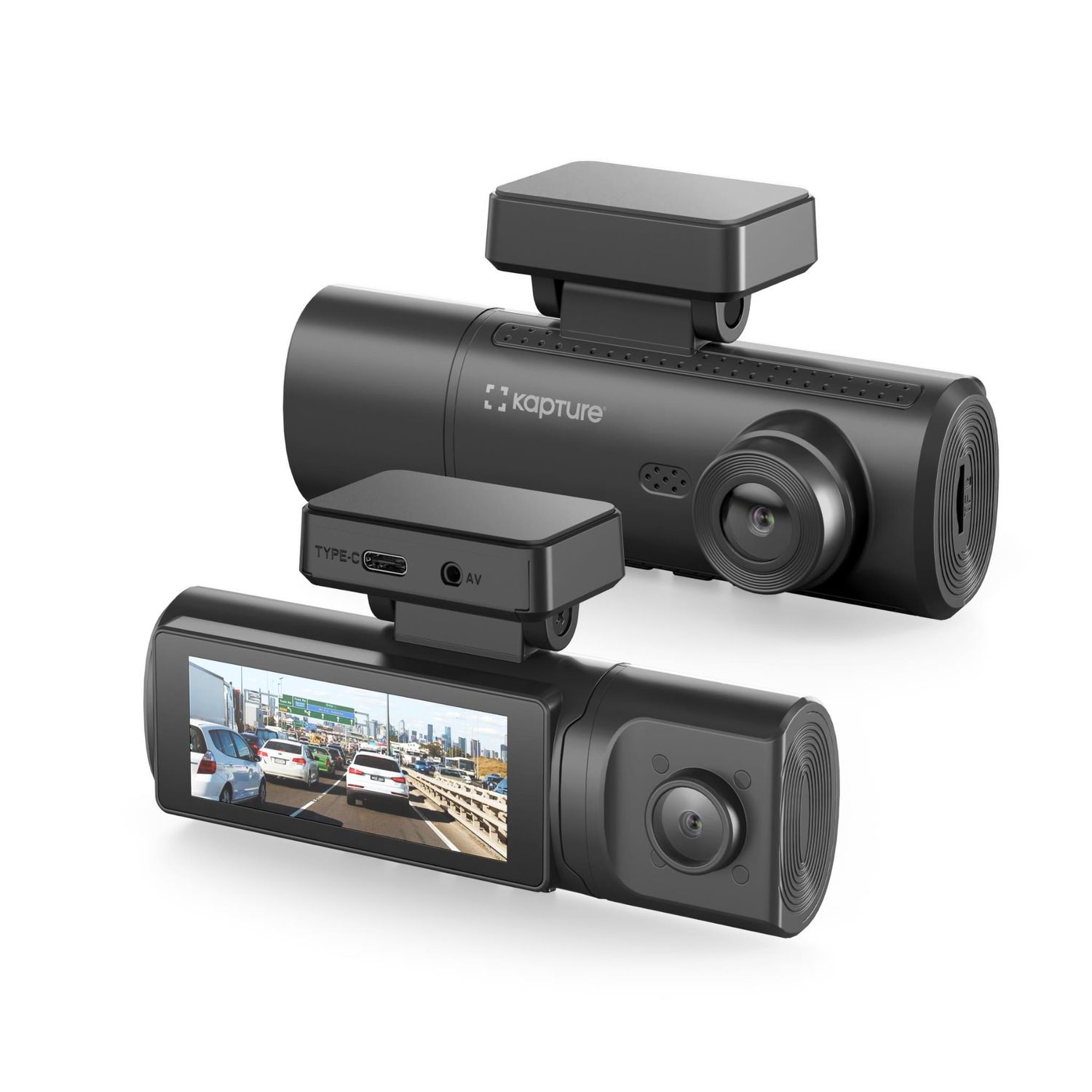 Kapture KPT-3300 4K Front &amp; 1080p Rear Dash Camera with 3.2' Screen GPS Logger