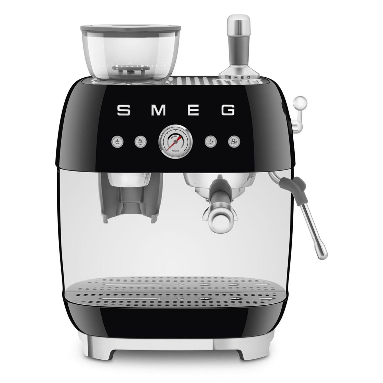 Smeg 50's Style Espresso Manual Coffee Machine with Grinder (Black)