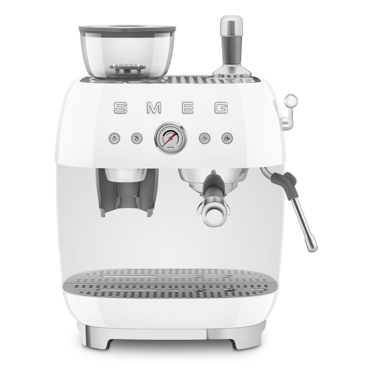 Smeg 50's Style Espresso Manual Coffee Machine with Grinder (White)