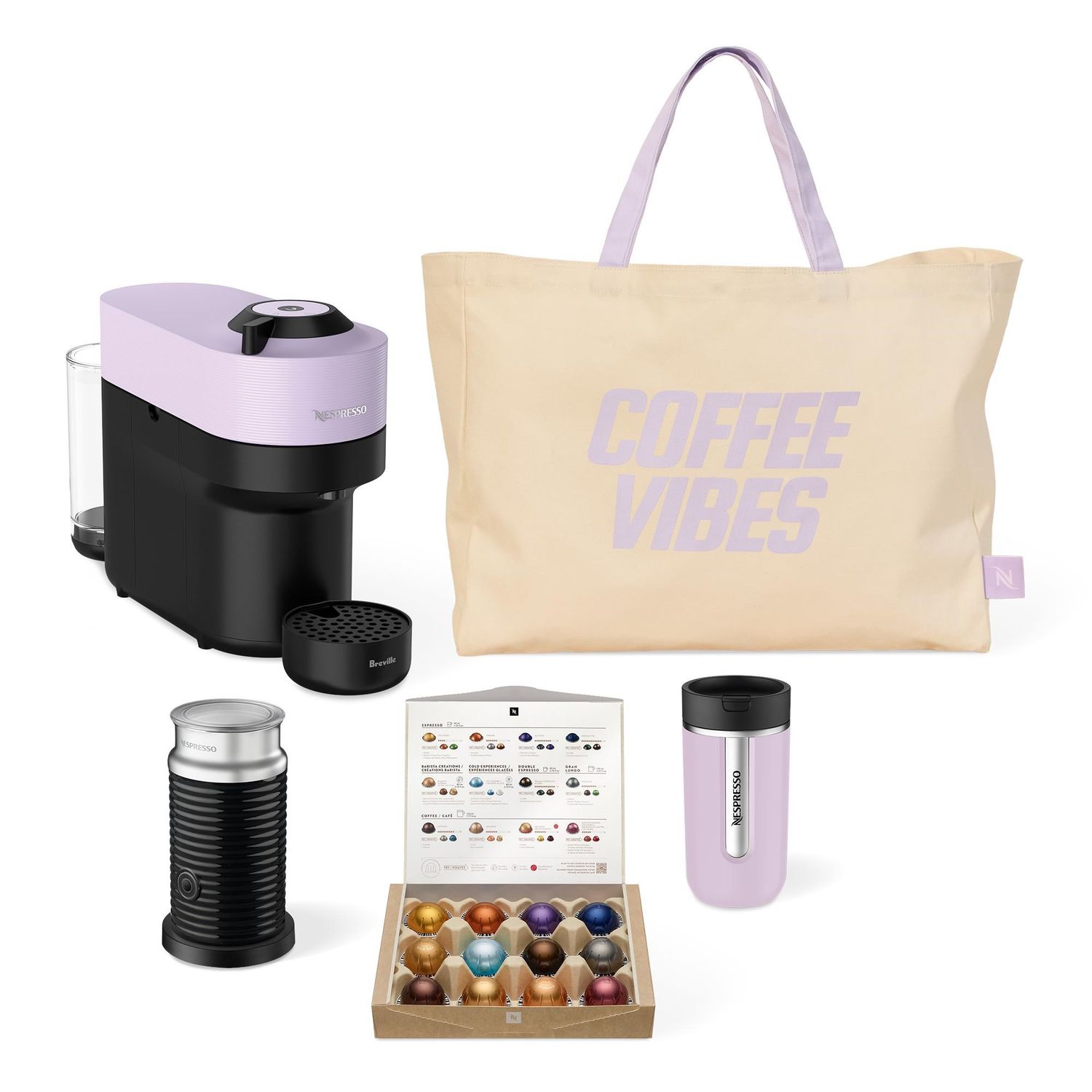 Breville Nespresso Vertuo Pop BNV150LIL Capsule Coffee Machine Value Pack (Lilac)