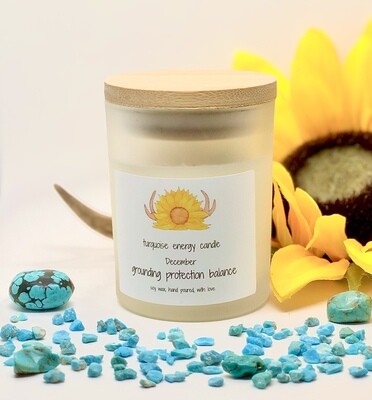 Turquoise Crystal Birthstone Candle - December