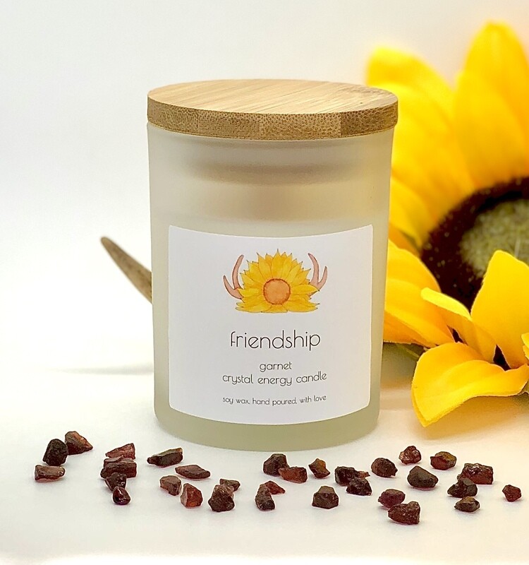 Garnet Crystal Candle ~ Friendship