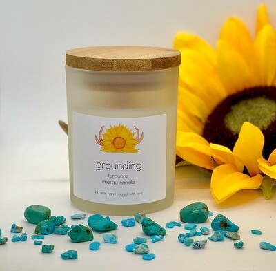 Turquoise Crystal Candle ~ Grounding