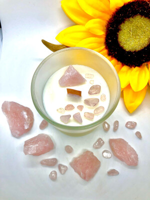 Rose Quartz Crystal Birthstone Candle - May