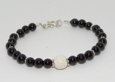 Black Onyx, Lava & Sterling Silver Diffuser bracelet