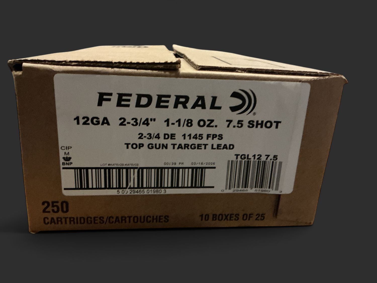 Federal Top Gun 12 Gauge 2 3/4” 7.5 Shot - 250 Rounds