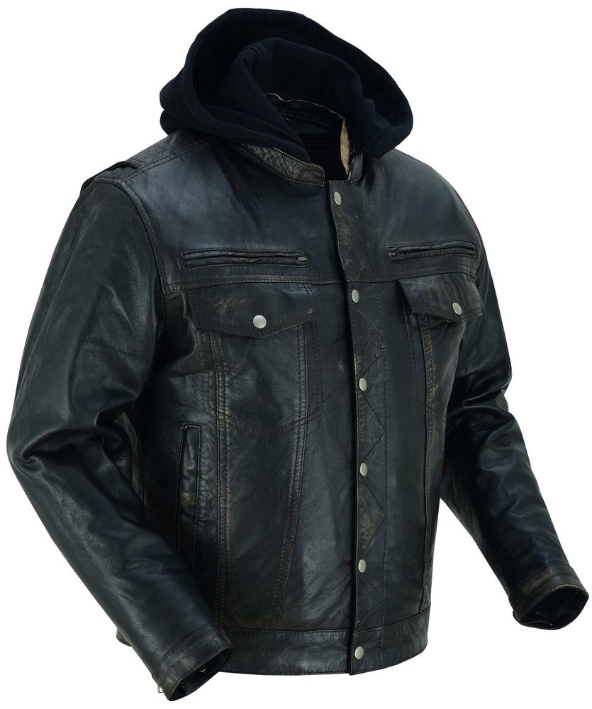 Men's Lightweight Drum Dyed Distressed Naked Lambskin Jacket, Size: S