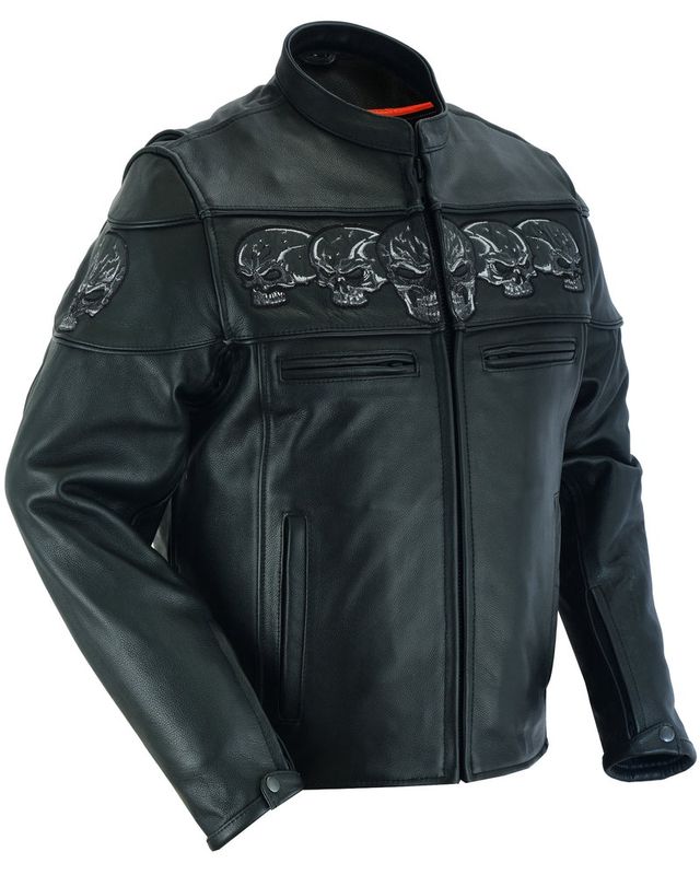 Men's Scooter Jacket w/Reflective Skulls