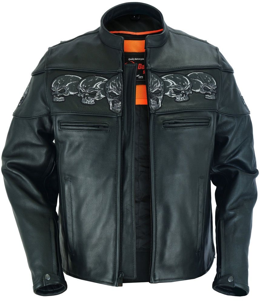 Men's Scooter Jacket w/Reflective Skulls, Size: S