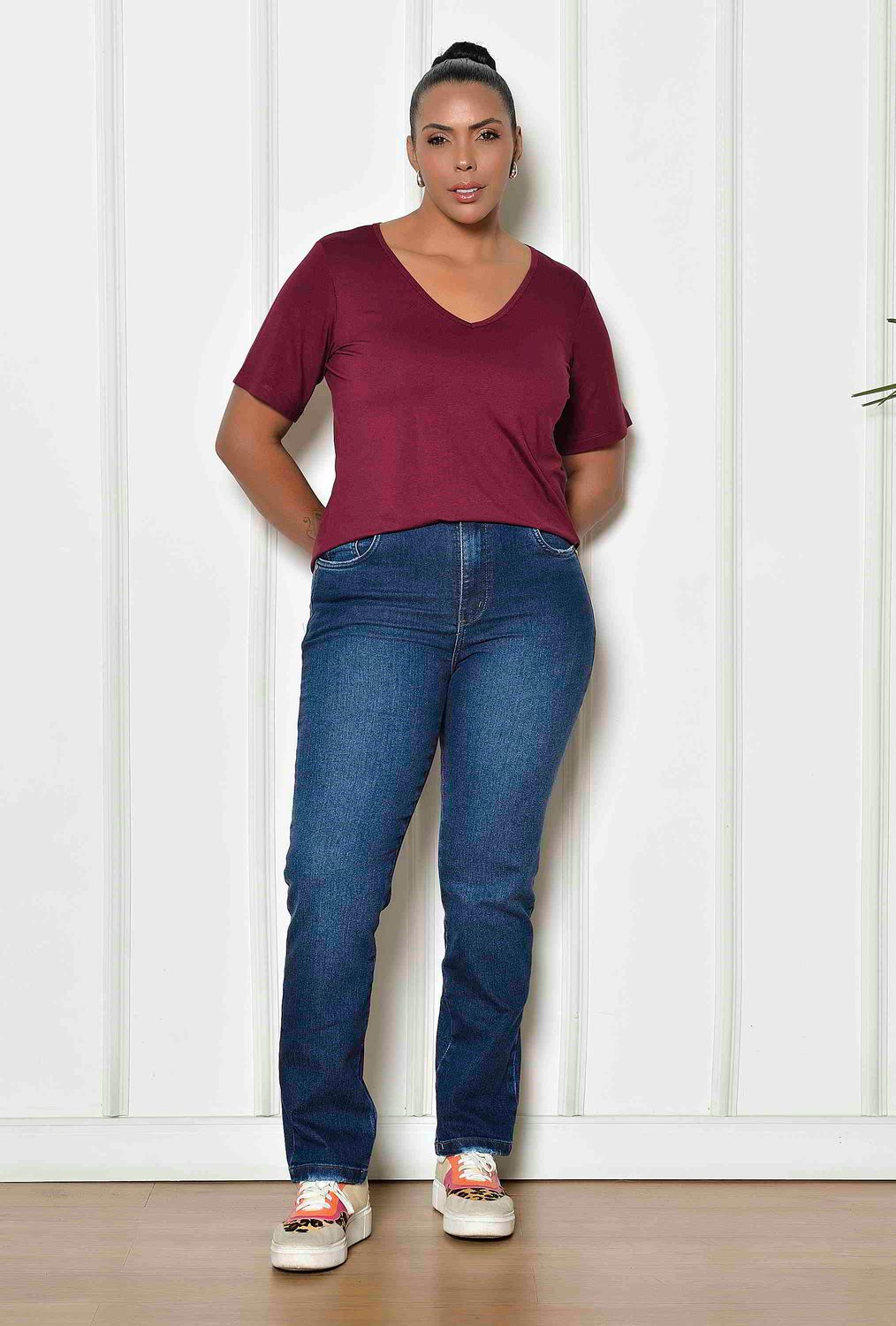 Bella Burgundy V-Neck Blouse | Sizes 14–24