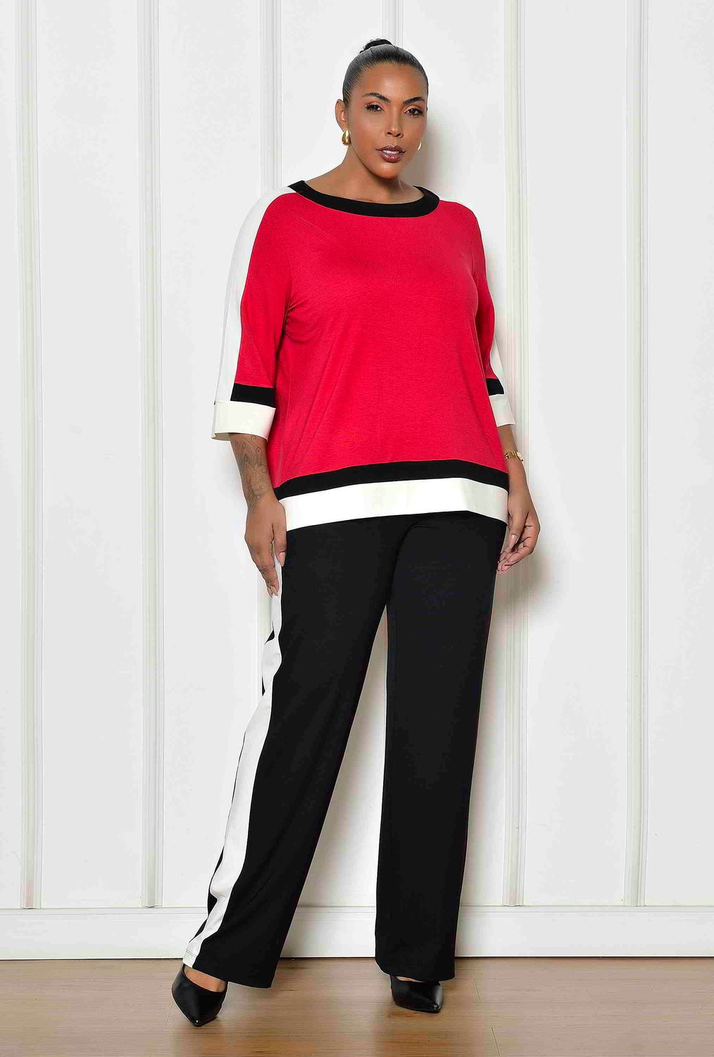 Rebecca Plus Size 3/4 Sleeve Top | Red | Sizes 14–24
