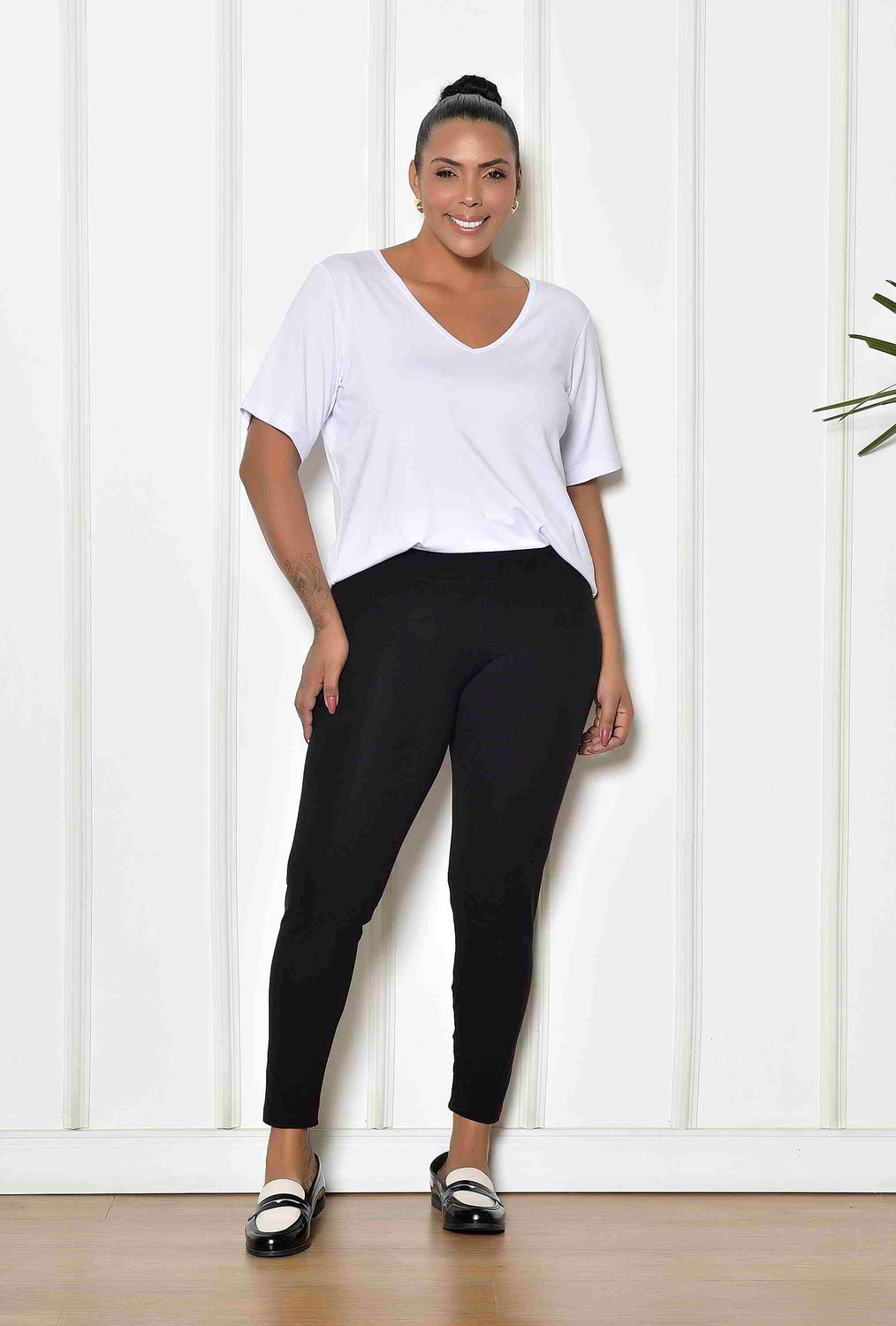 Bella White V-Neck Blouse | Sizes 14–24