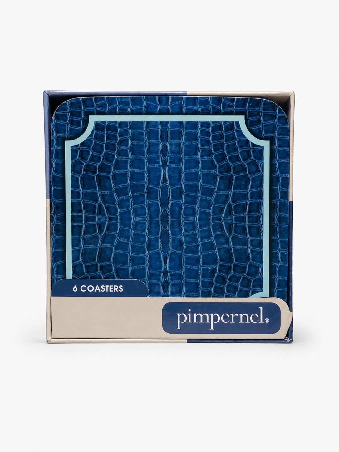 Blue Croc Leather Print Coaster Set 6