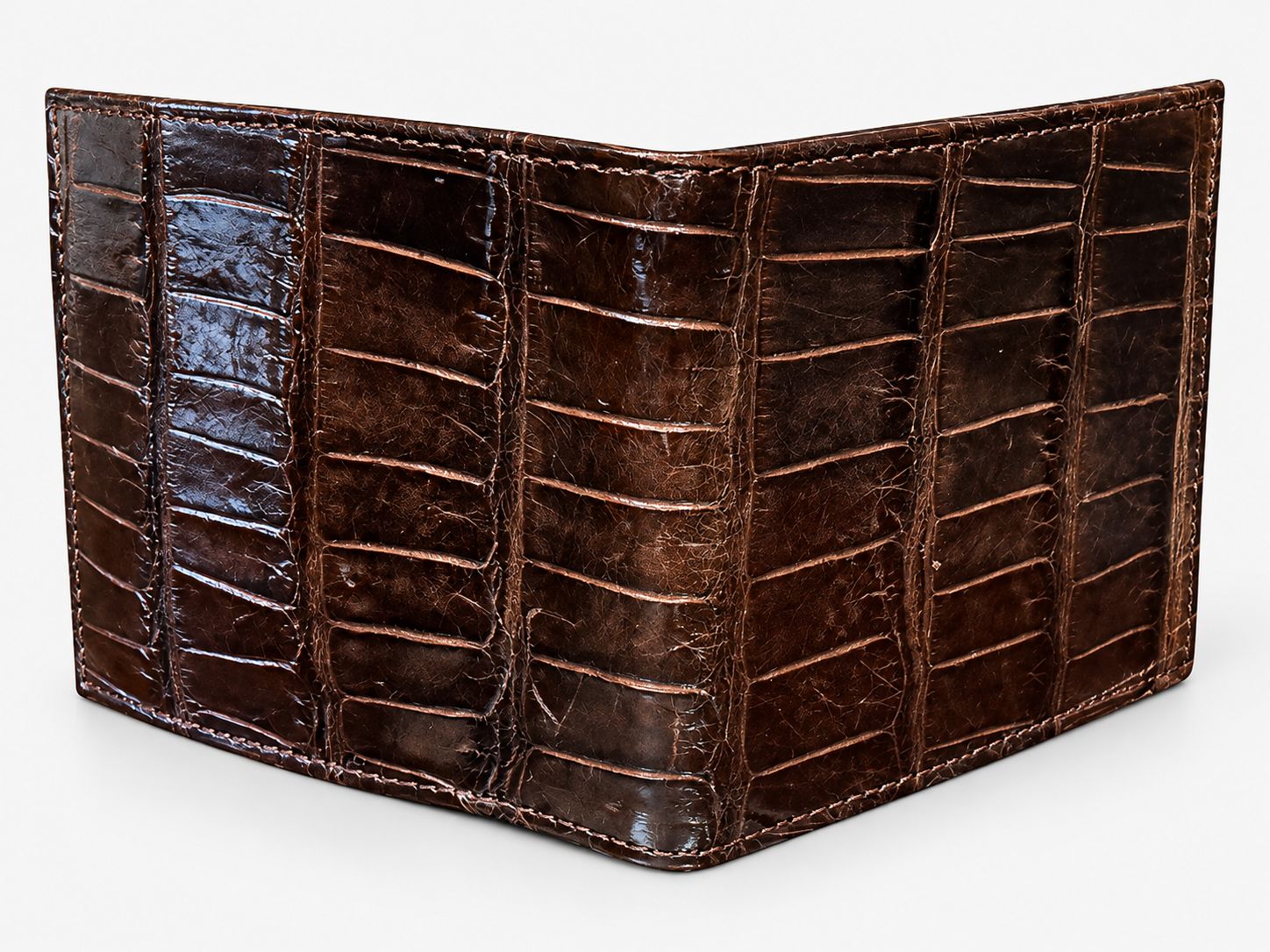 Genuine Alligator Hide Bifold Wallet -Brown