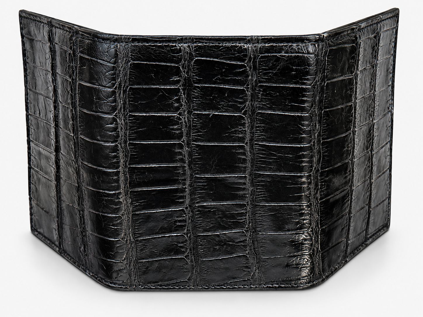 Genuine Alligator Hide Trifold Wallet-Black