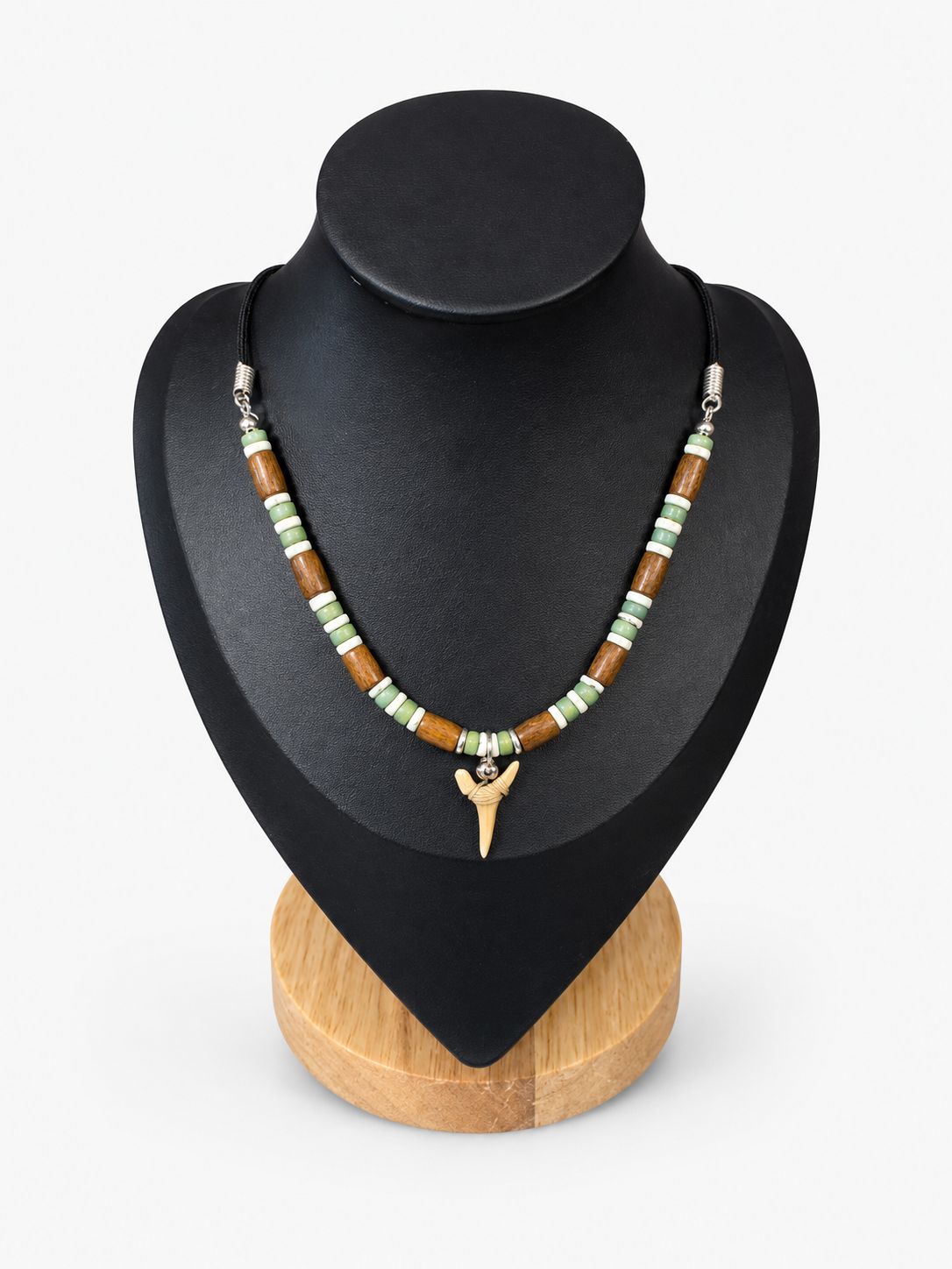 Leather&amp;Wood Sharktooth Necklac