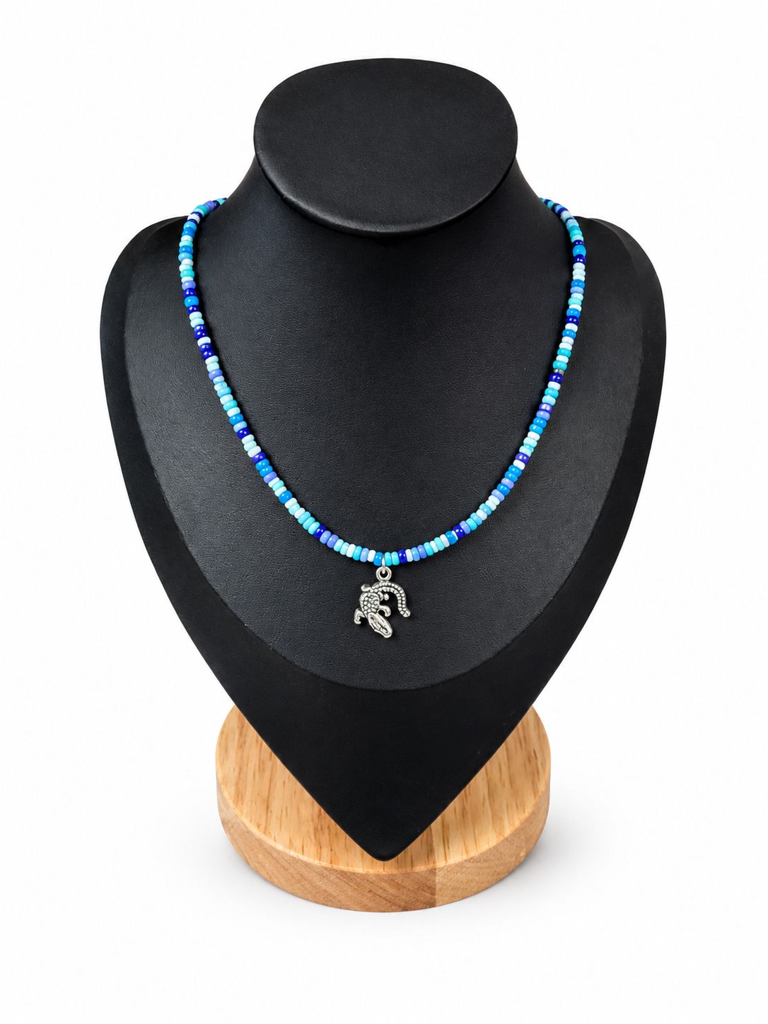 Alligator Charm Necklace-Blue Beads OY