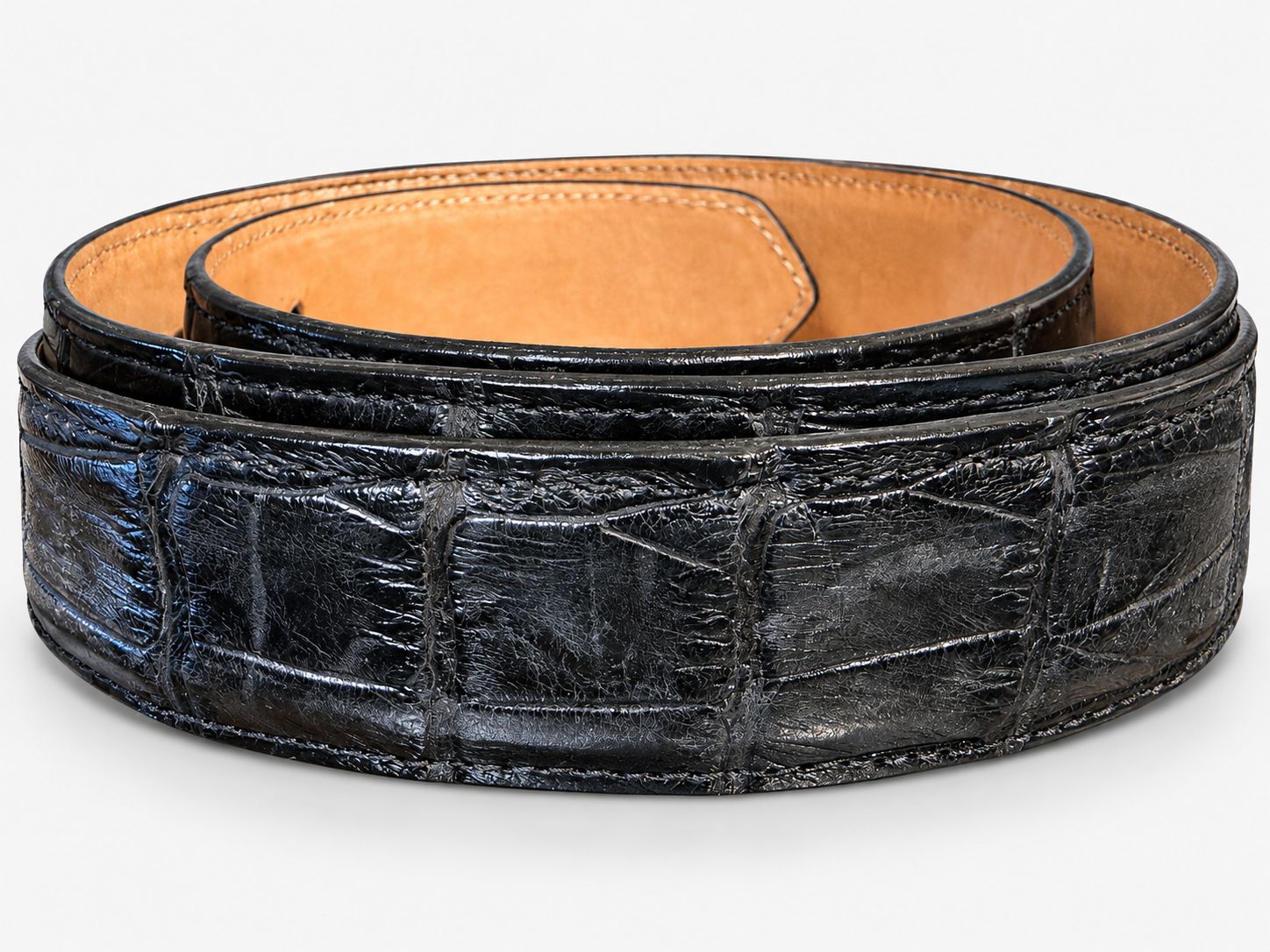 Genuine Alligator Hide Belt Black 46 -1/4"