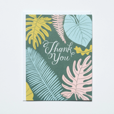 TROPICAL LEAVES THANK YOU CARD