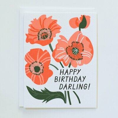 HAPPY BIRTHDAY DARLING - POPPIES NOTE CARD