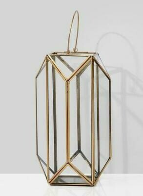 EMERALD GLASS FACETED LANTERN