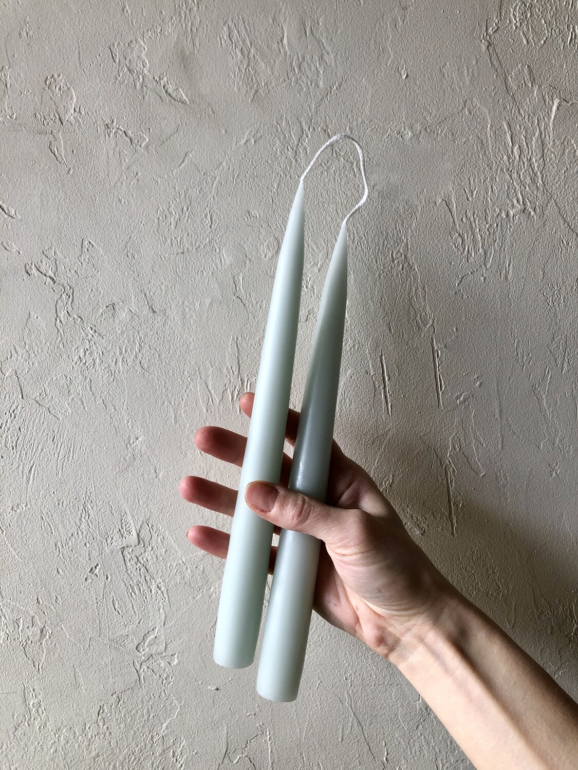 PAIR TAPER CANDLES - PASTEL TEAL