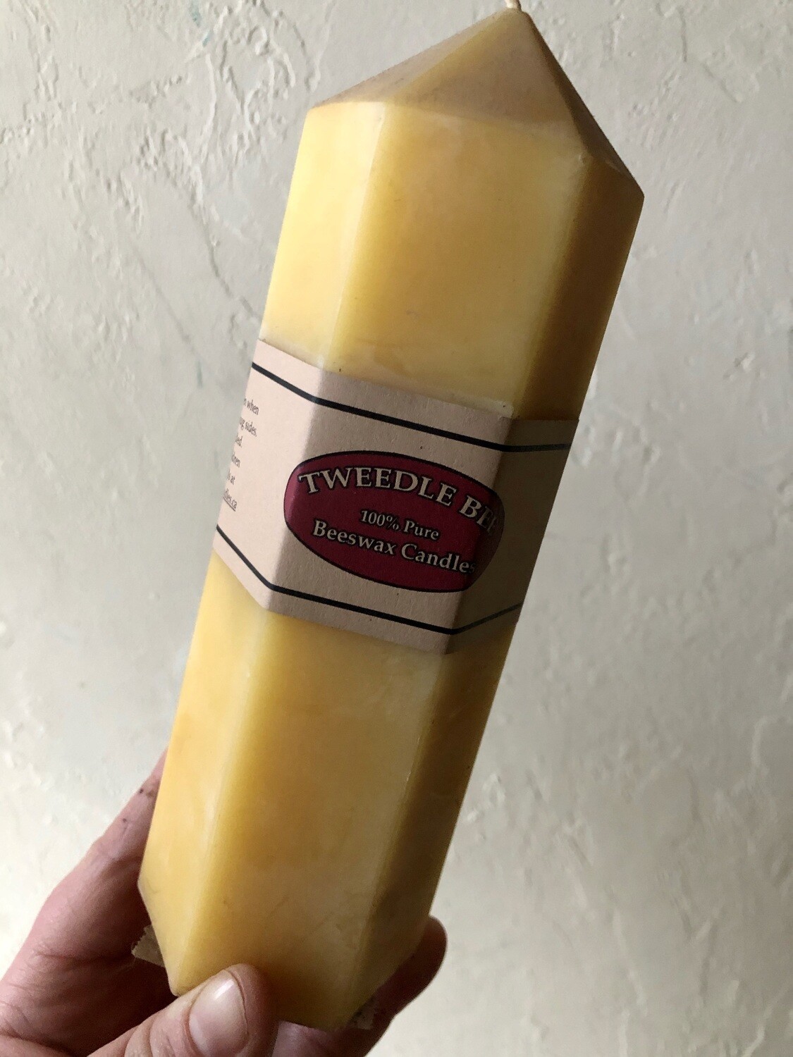 TWEEDLE BEE HEXAGON BEESWAX PILLAR CANDLE