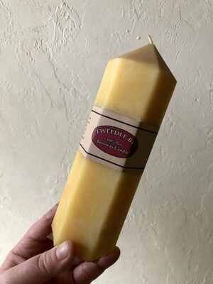 TWEEDLE BEE HEXAGON BEESWAX PILLAR CANDLE