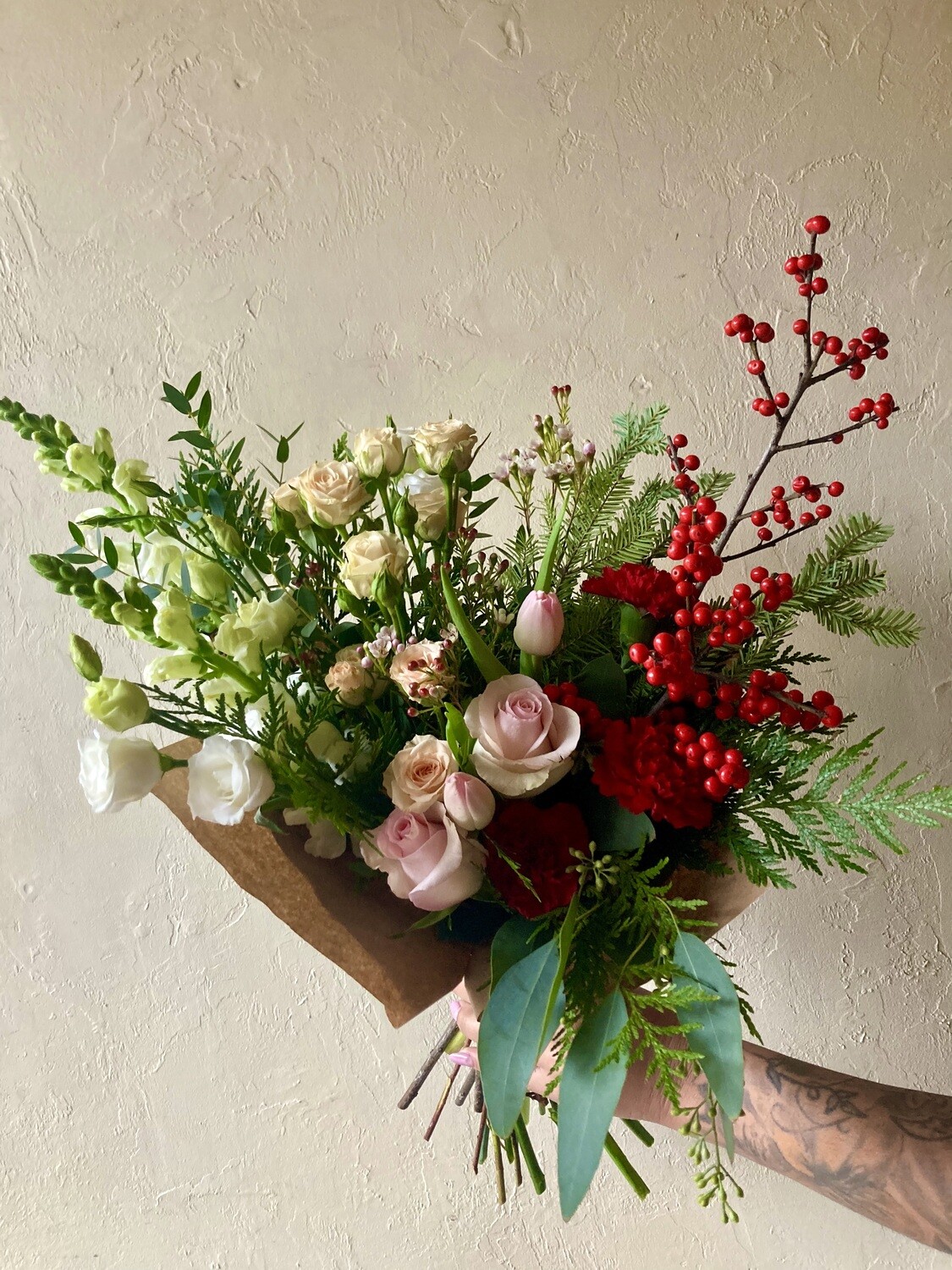 CANDY CANE LANE HANDTIED BOUQUET