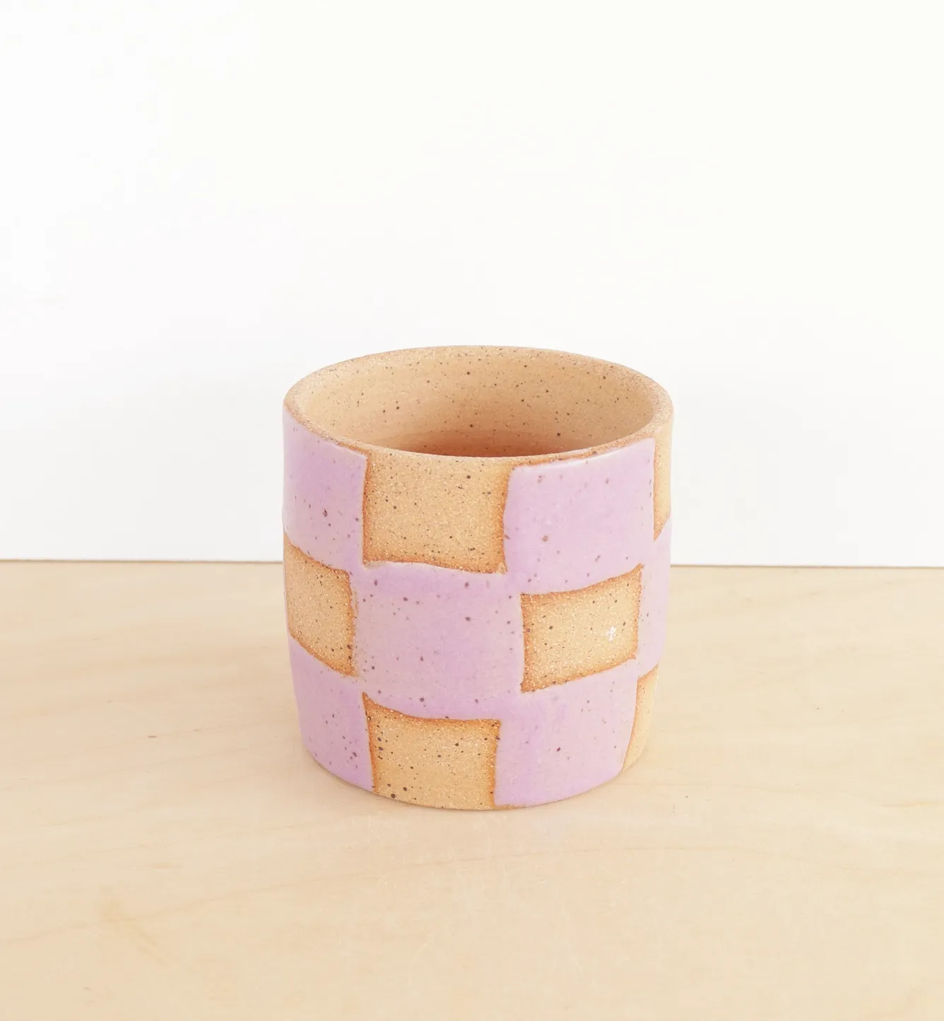 NIGHTSHIFT CERAMICS - LILAC HANDMADE CERAMIC CHECKERBOARD PLANTER