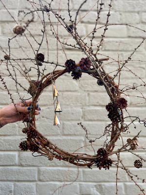 RUSTIC PINECONE WREATH WITH CONE BELLS