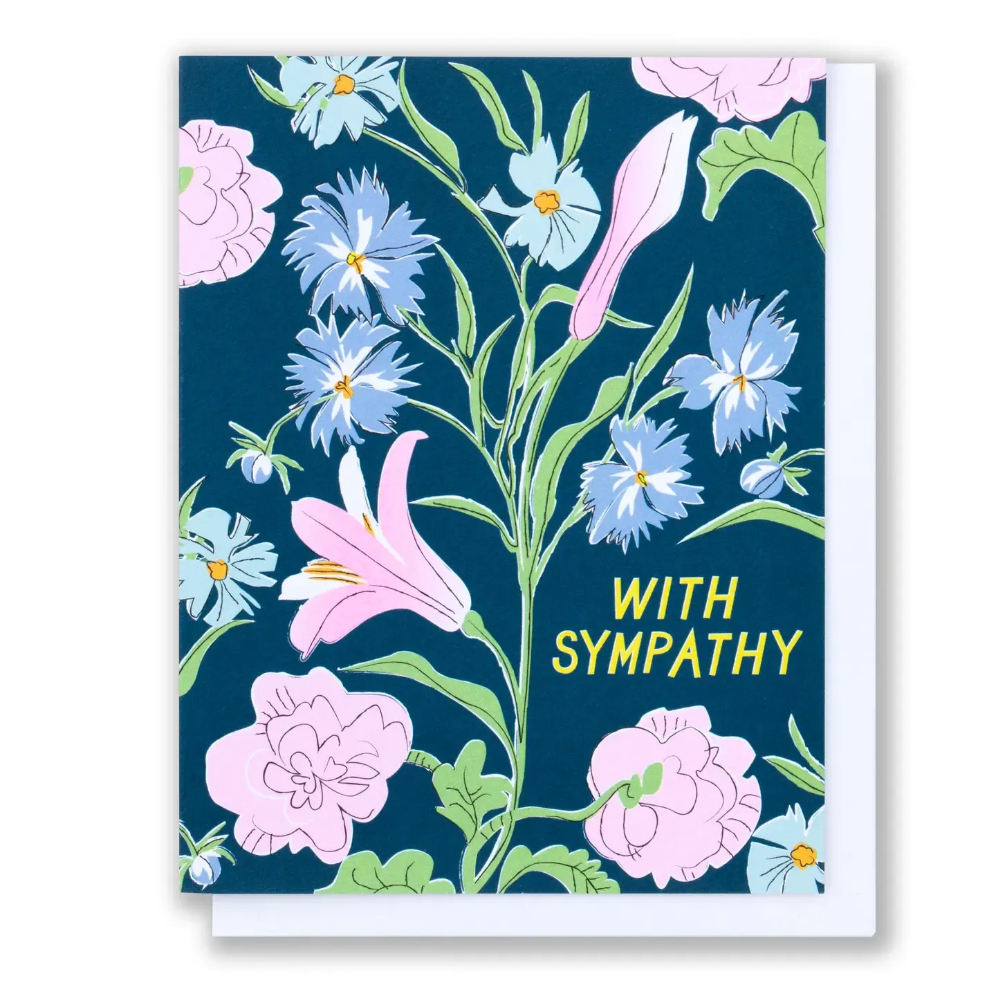 WITH SYMPATHY FLORAL CONDOLENCE CARD