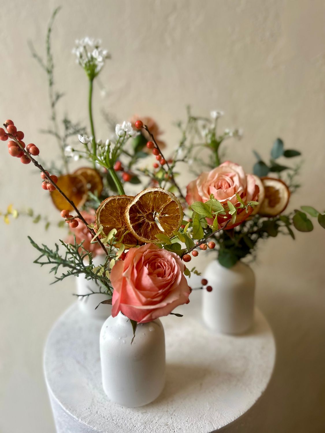 WINTER PEACH BUD VASES