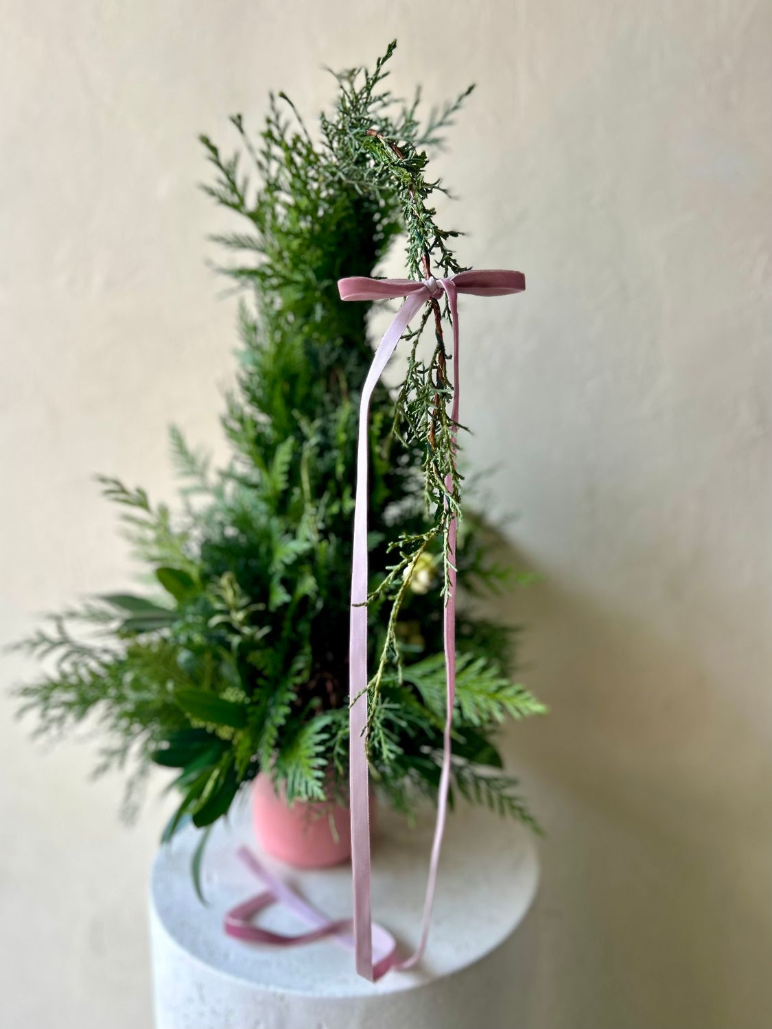 GRINCH TREE WITH VELVET BOW