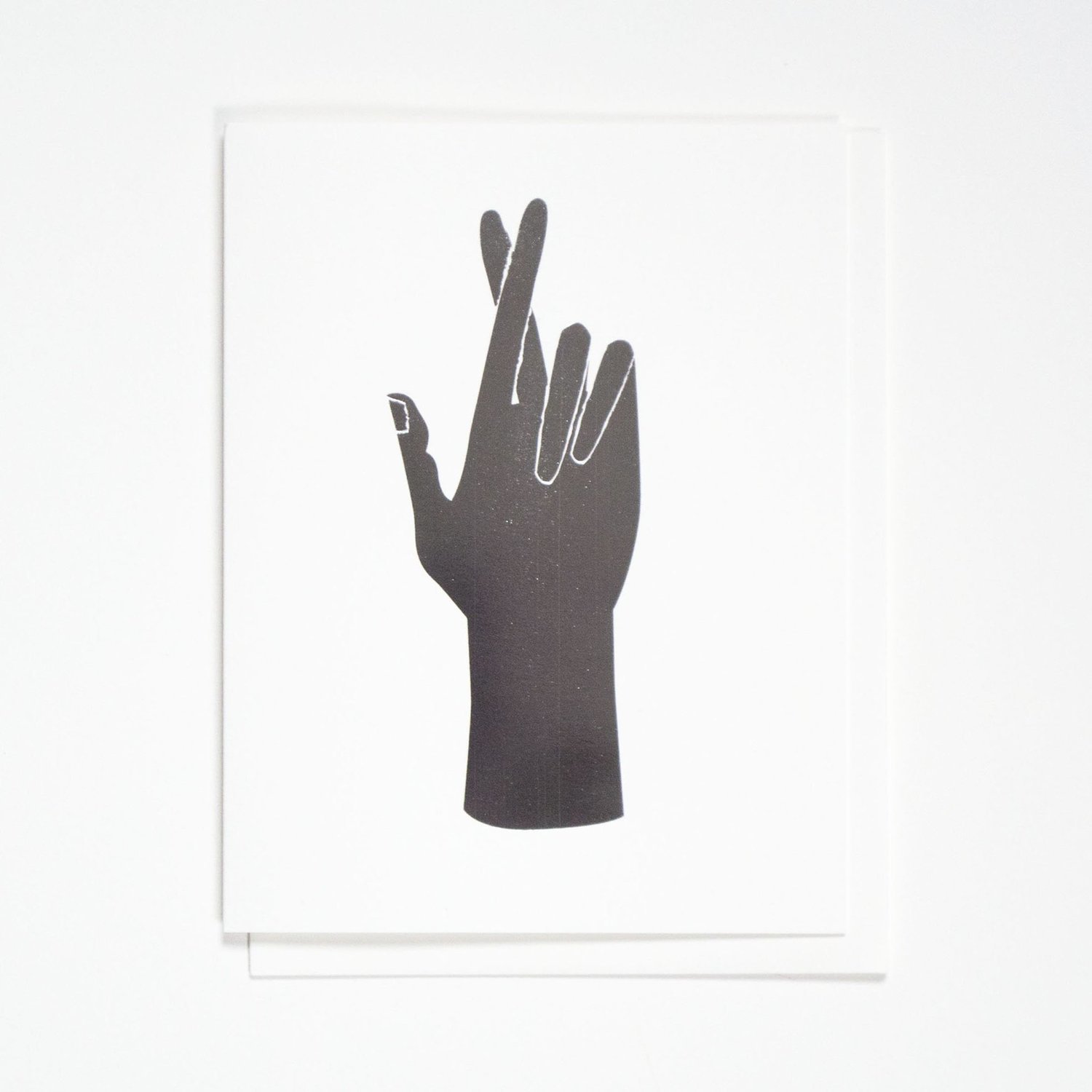 FINGERS CROSSED - SILVER FOIL GREETING CARD FOR LUCK