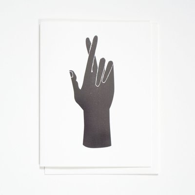 FINGERS CROSSED - SILVER FOIL GREETING CARD FOR LUCK