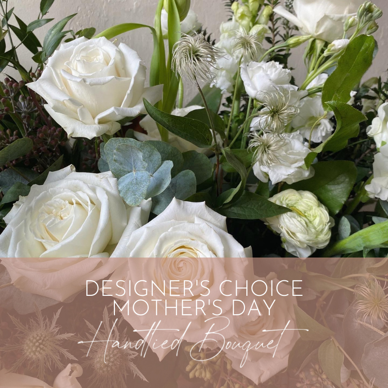 DESIGNER'S CHOICE - WHITE + GREEN HANDTIED BOUQUET