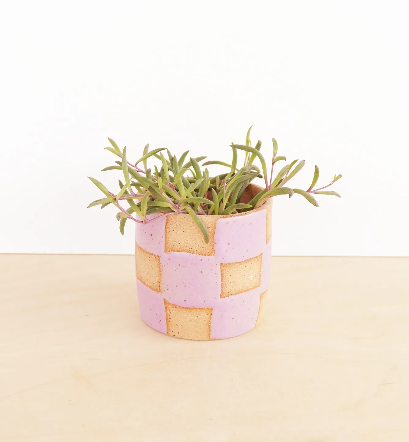 NIGHTSHIFT CERAMICS - LILAC HANDMADE CERAMIC CHECKERBOARD PLANTER