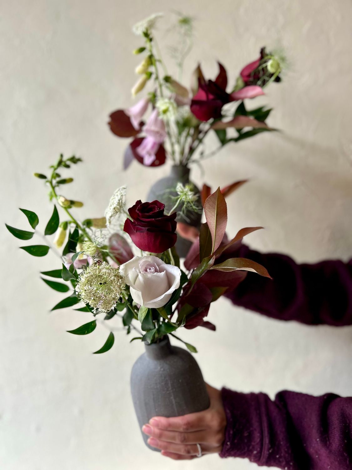 MOODY GARDEN ROSES BUD VASES