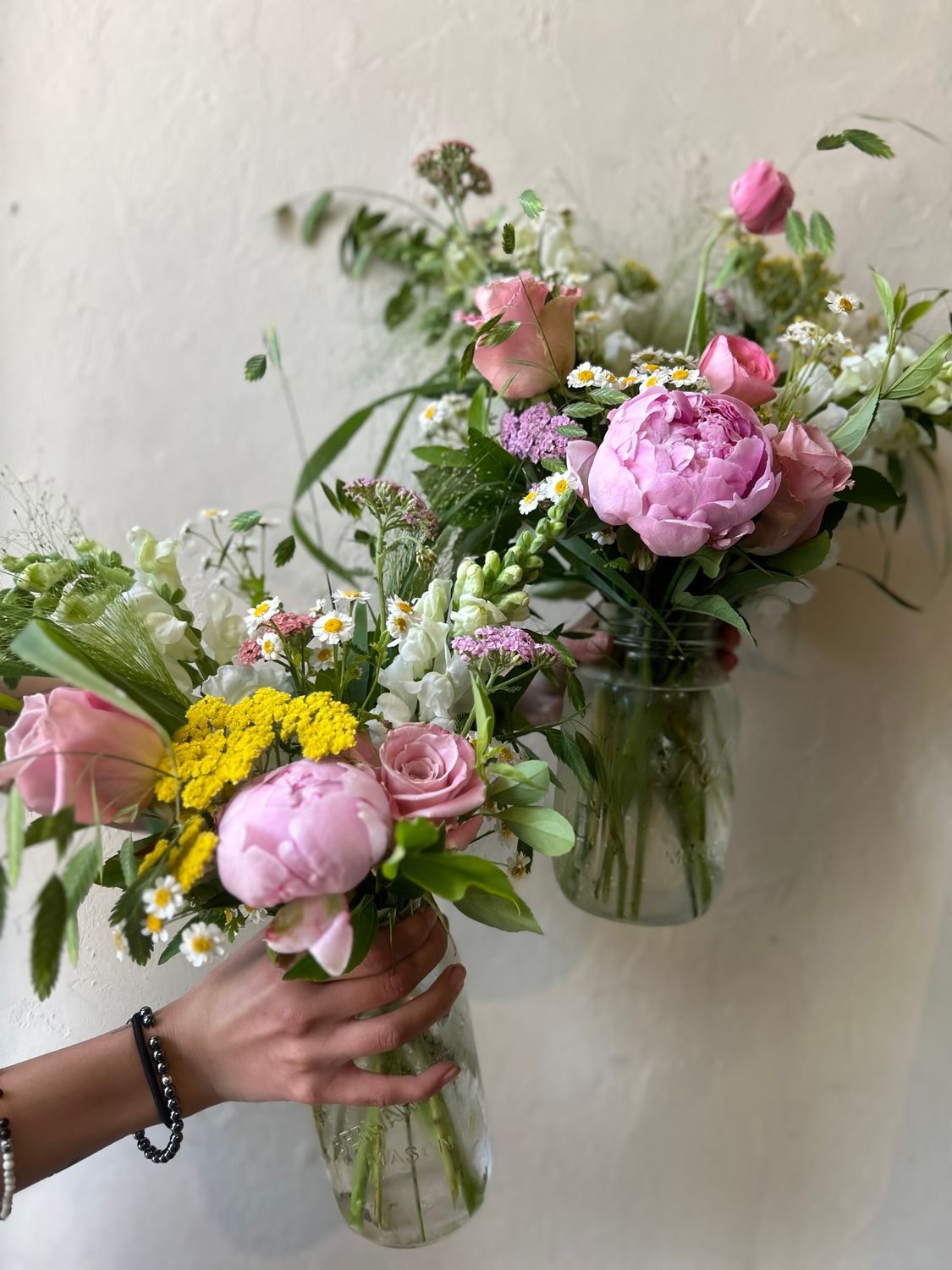 PEONY + FIELD FLOWERS MASON JAR
