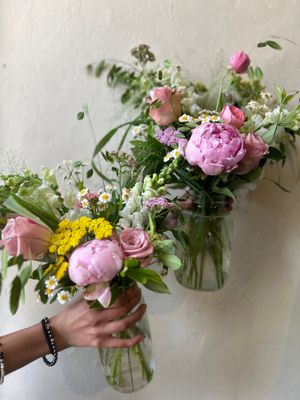PEONY + FIELD FLOWERS MASON JAR