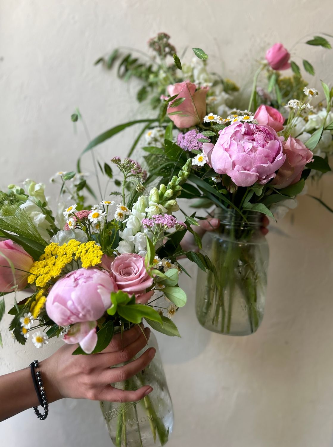 PEONY + FIELD FLOWERS MASON JAR