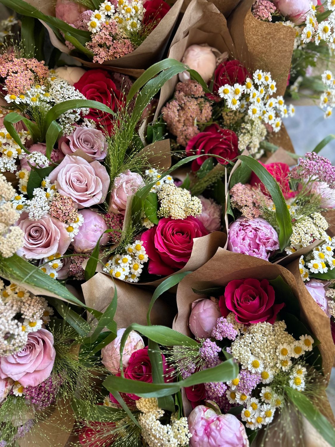 PEONY + FIELD FLOWERS HANDTIED BOUQUET