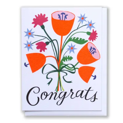 BOUNCY FLORAL CONGRATS CARD