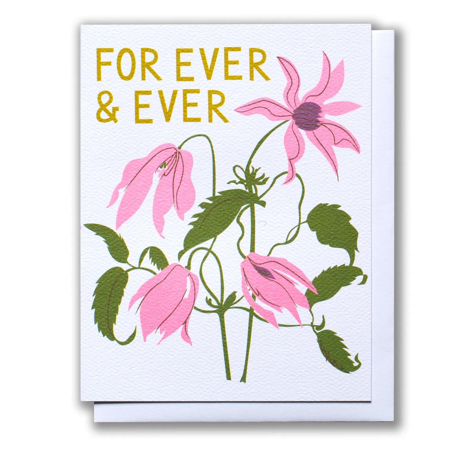 FOREVER &amp; EVER PINK CLEMATIS NOTE CARD