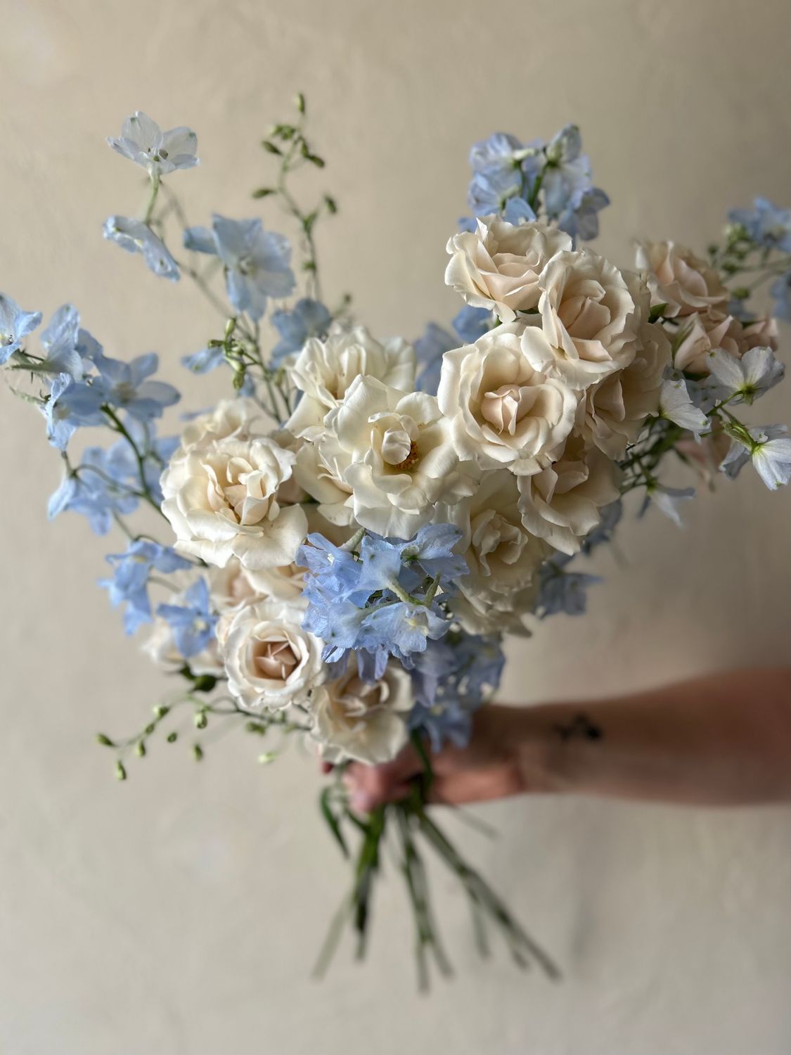 SPRAY ROSES + DELPHINIUMS